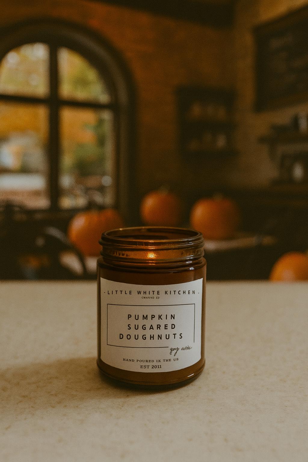 Pumpkin Doughnut Soy Candle | Wooden Wick, Amber Jar