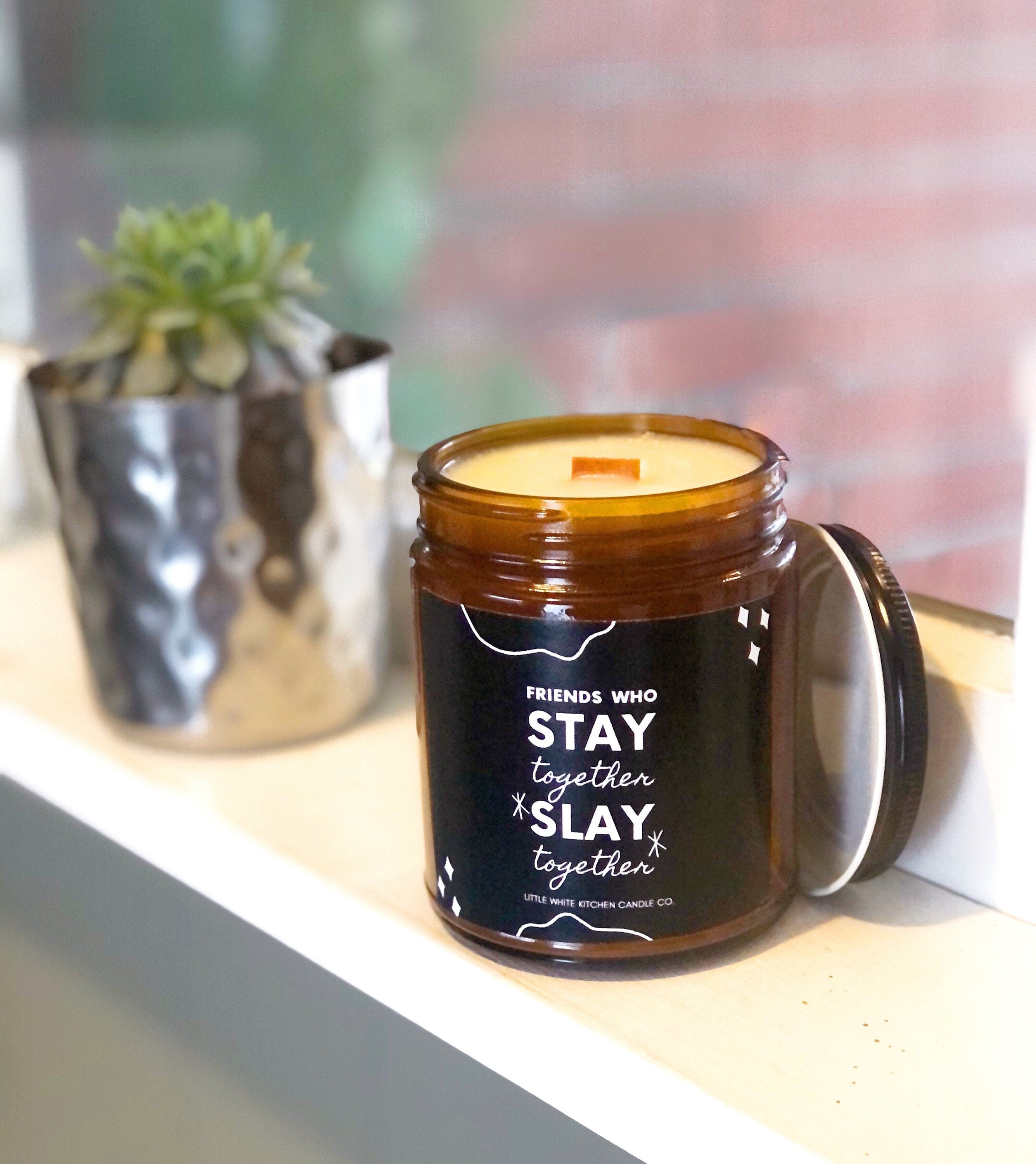 BFF Soy Wax Candle | Strawberry Shortcake Scent, Wood Wick