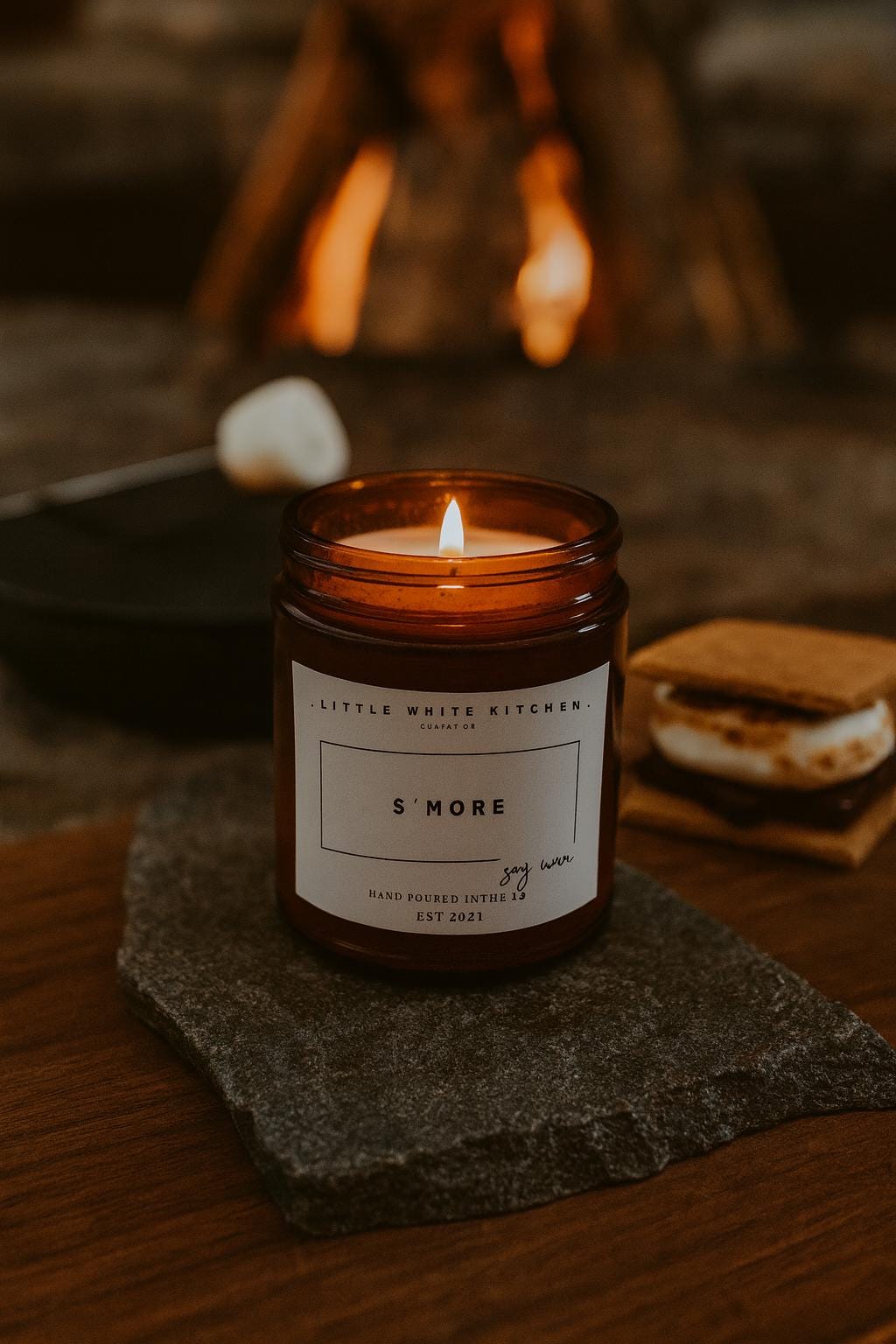 S'mores Scented Soy Candle | Wooden Wick, Fall Aroma