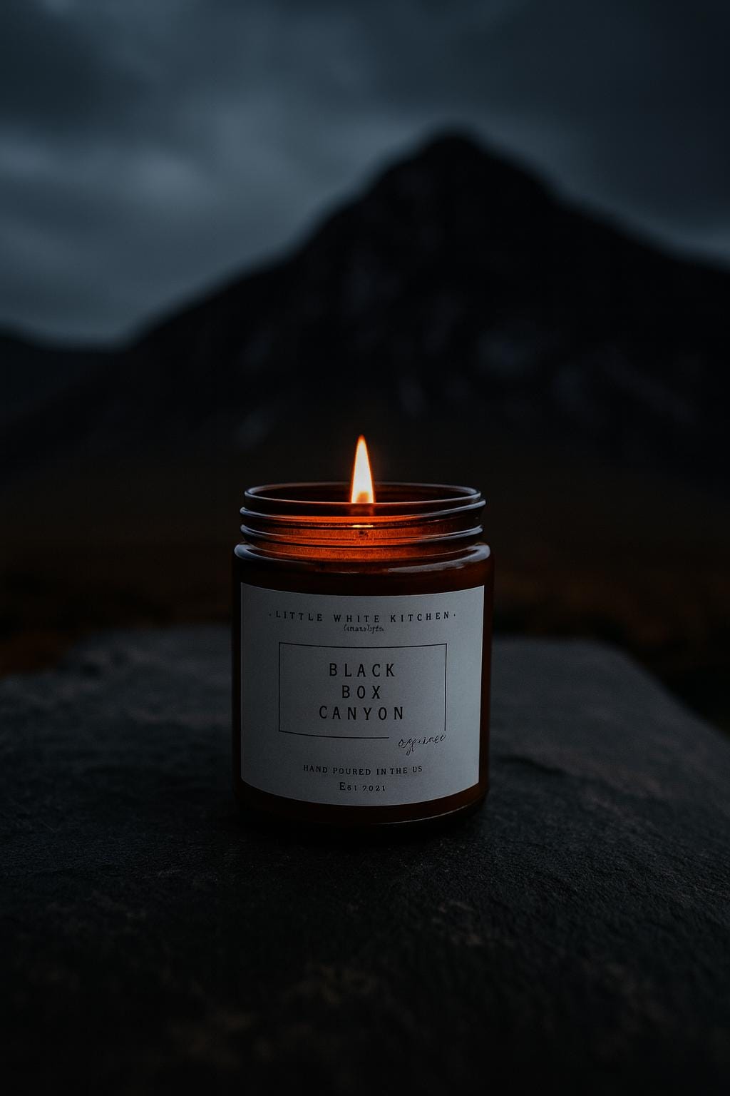Black Box Canyon Scented Soy Wax Candle, Wood Wick, Masculine Scent