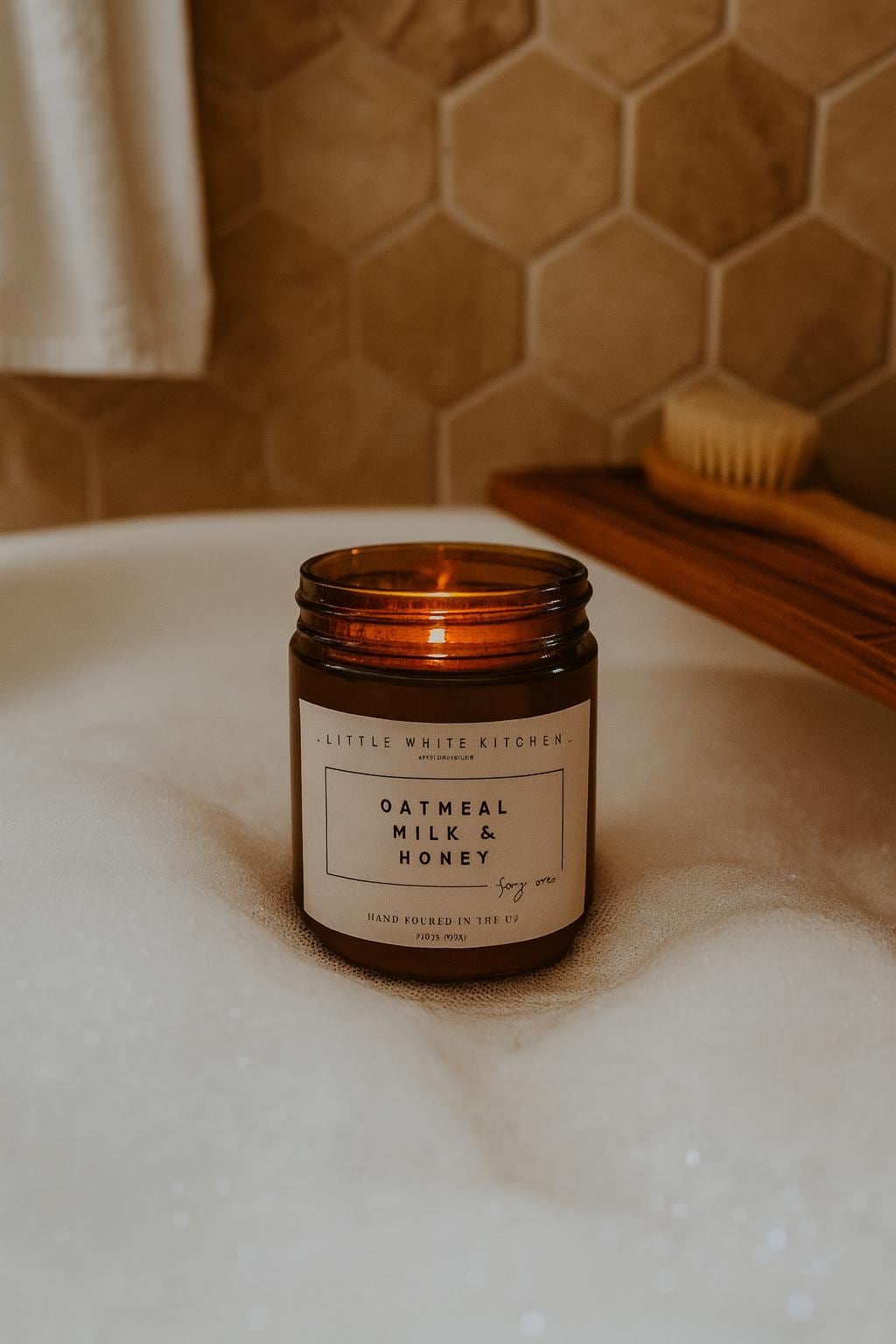 Oatmeal Milk and Honey Candle | Woodwick Soy Wax, Amber Jar