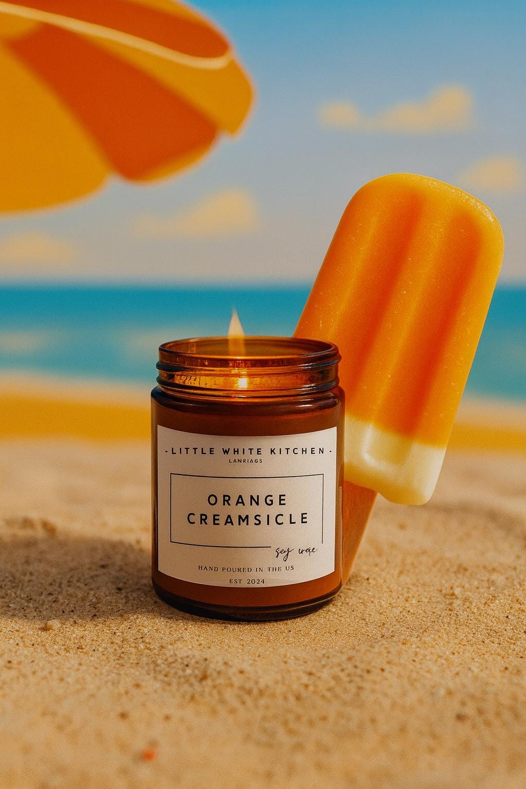 Orange Creamsicle Soy Wax Candle, Wooden Wick or Wax Melt