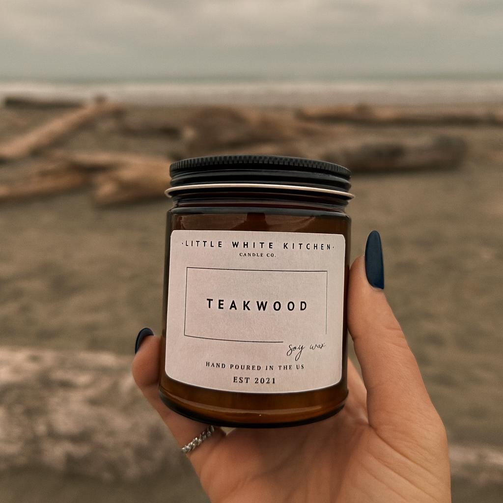 Teakwood Soy Candle – Wood Wick, Earthy Scent
