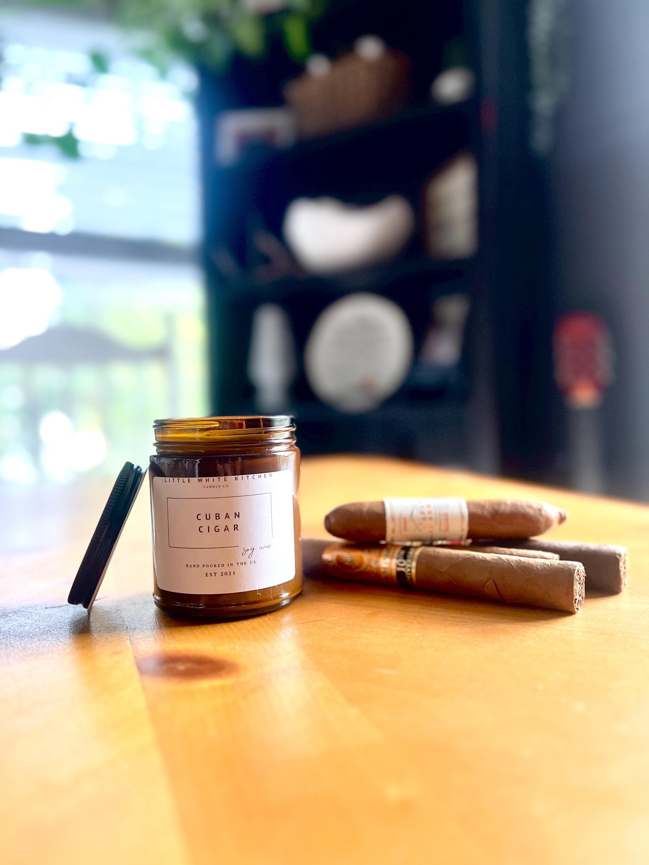Cuban Cigar Soy Wax Candle | Amber Glass Jar | Best Soy Candle | Holiday Candle | Natural Candle |Best Candle | Gift | Wood Wick |Best Gift