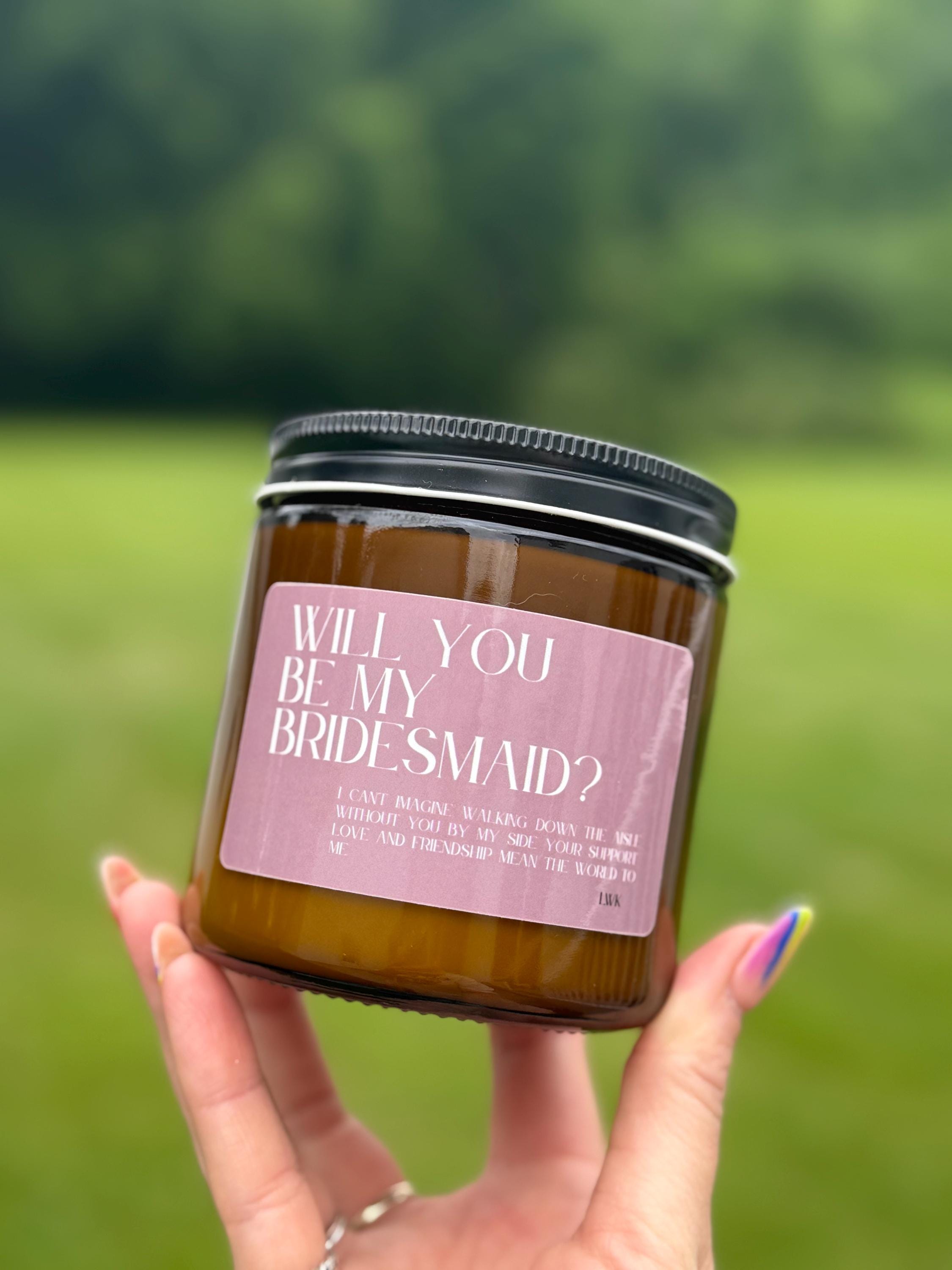 Bridesmaid Proposal Soy Candle | Pink Sugar Scent, Wooden Wick