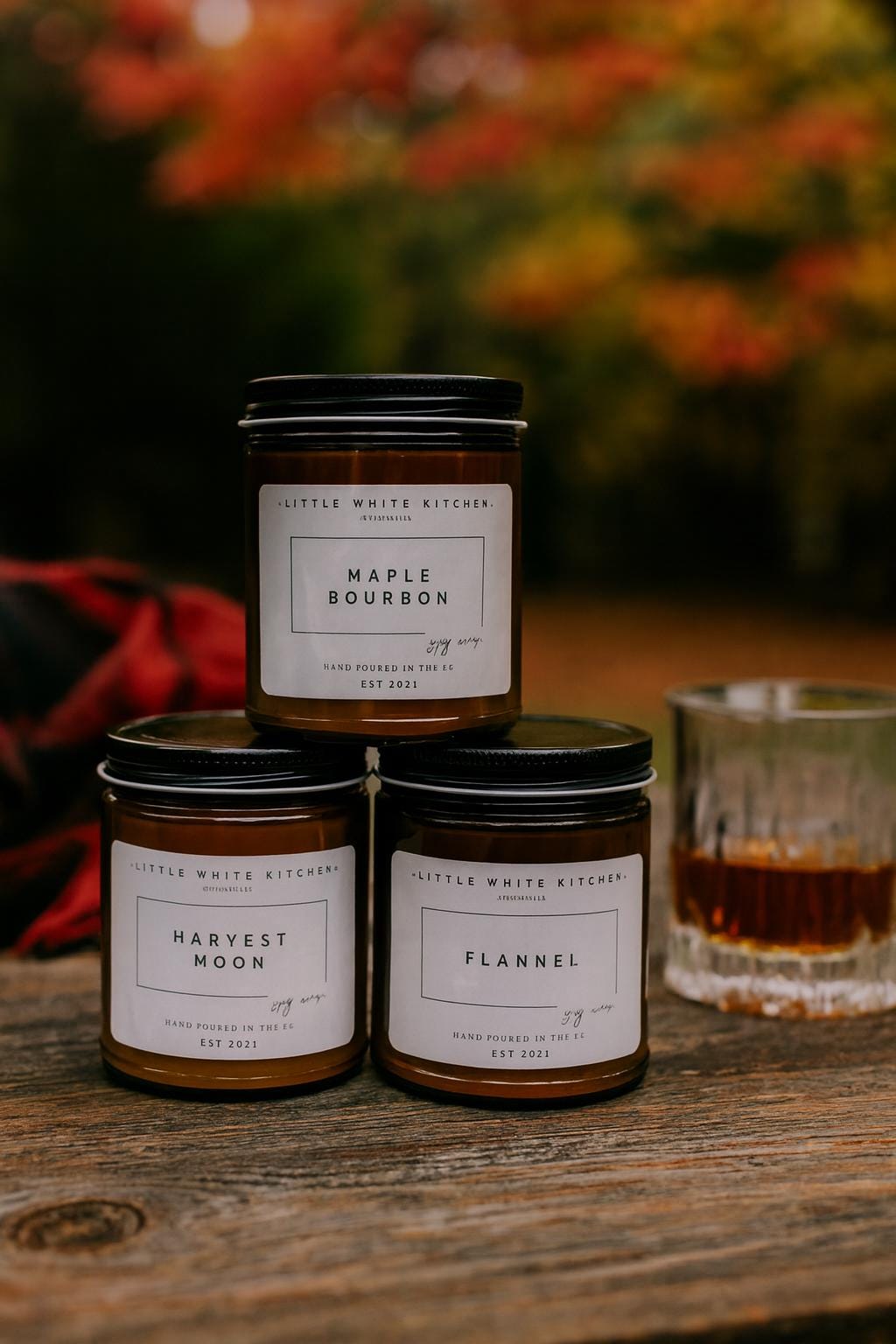 Autumn Soy Wax Candle Gift Set | Maple Bourbon, Harvest Moon, Flannel