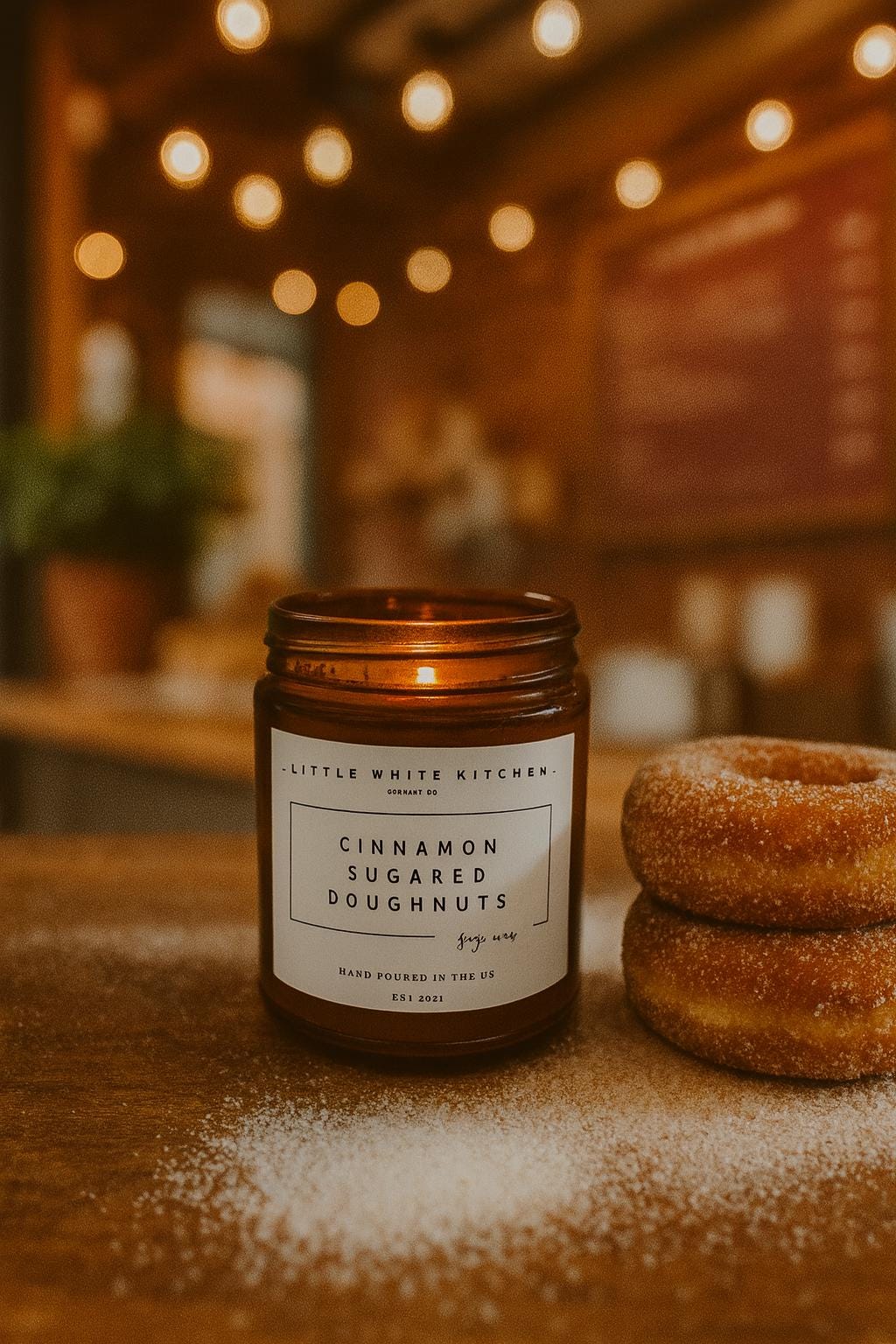 Cinnamon Sugared Doughnut Soy Candle | Wooden Wick, 8oz