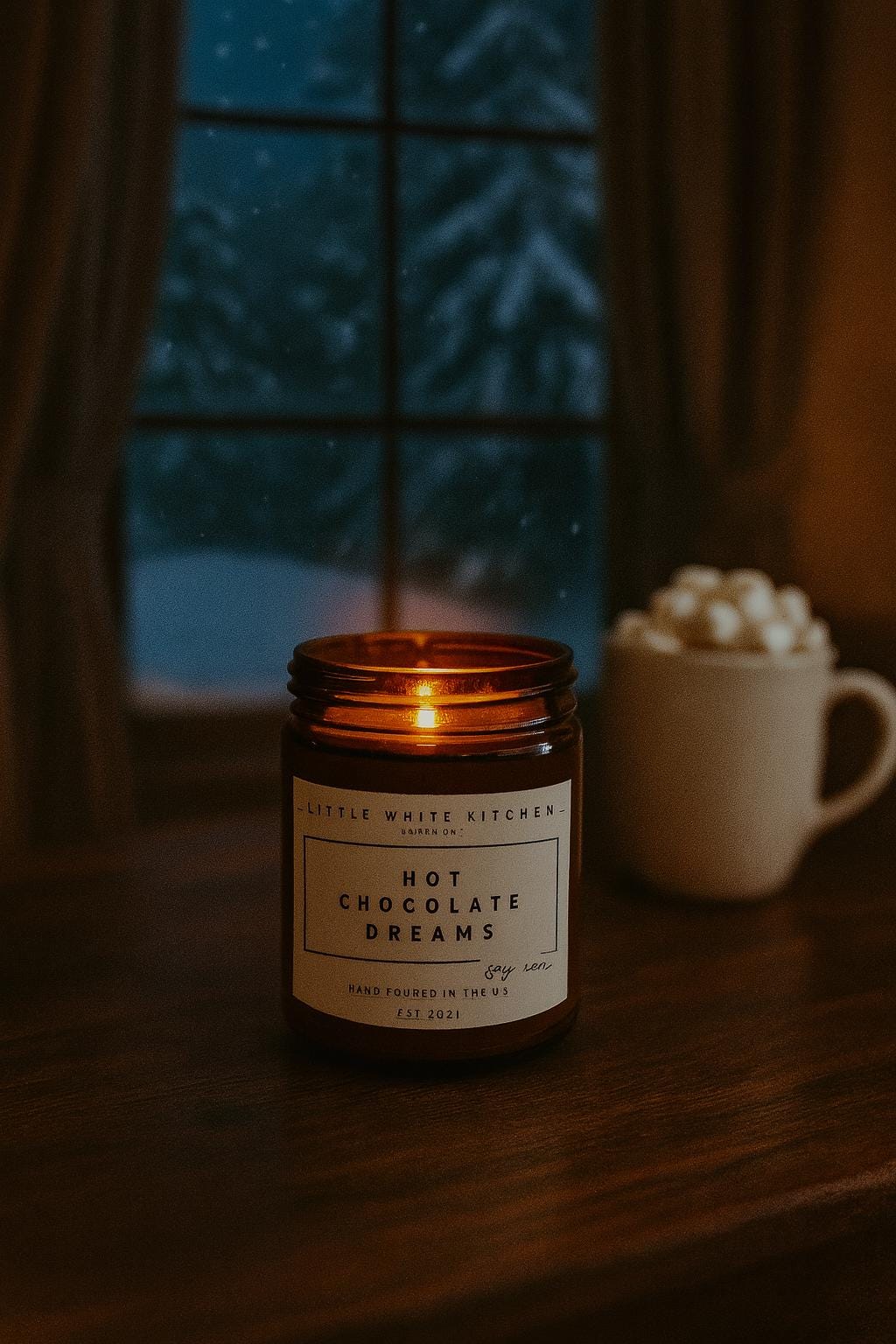 Hot Chocolate Dreams Scented Soy Candle, Wood Wick