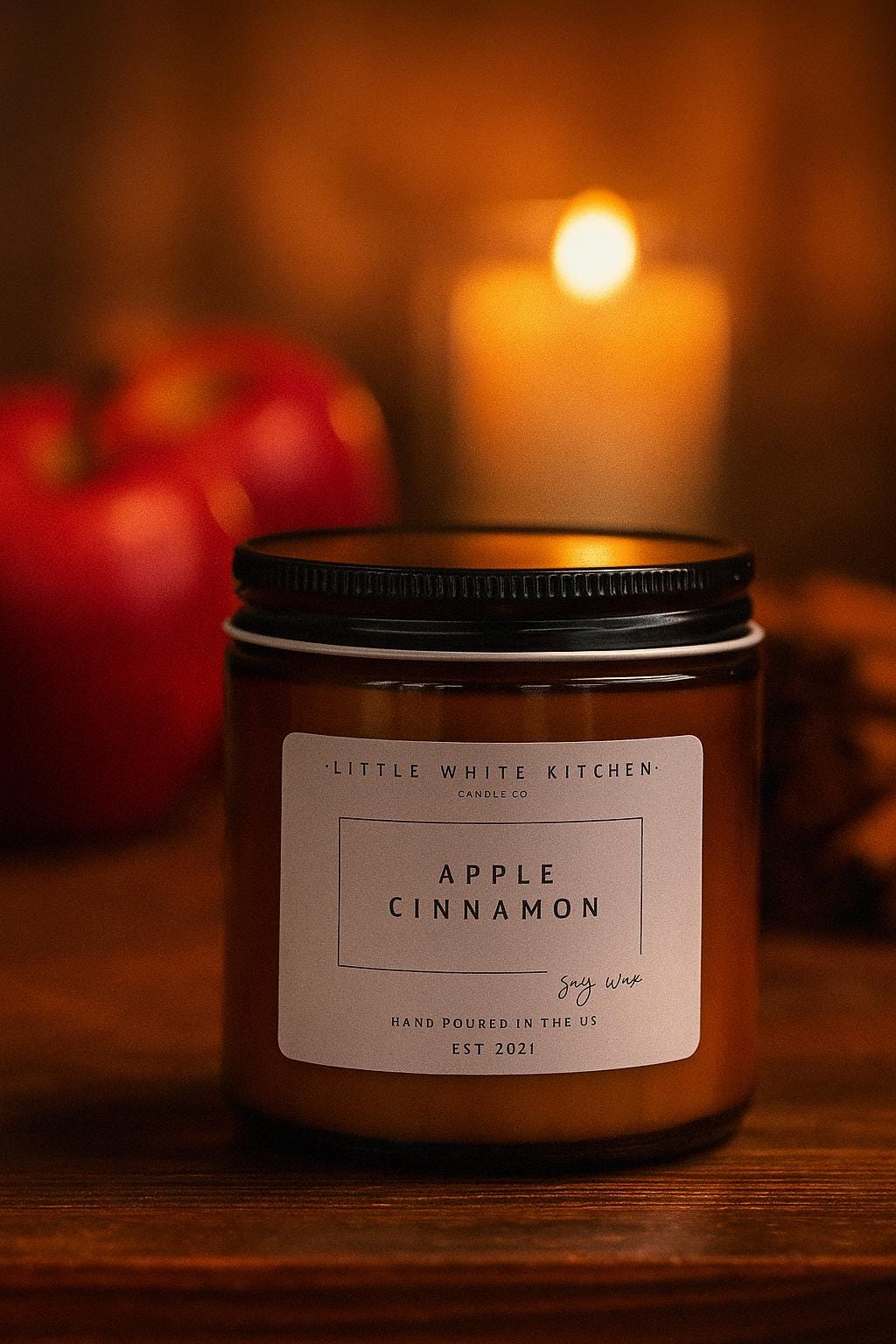 Apple Cinnamon Soy Wax Candle, Highly Fragrant Scent