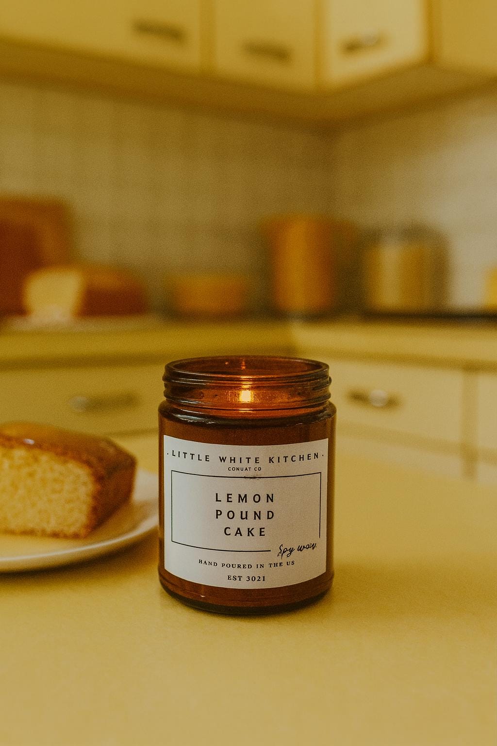 Lemon Pound Cake Soy Wax Candle, Wood Wick