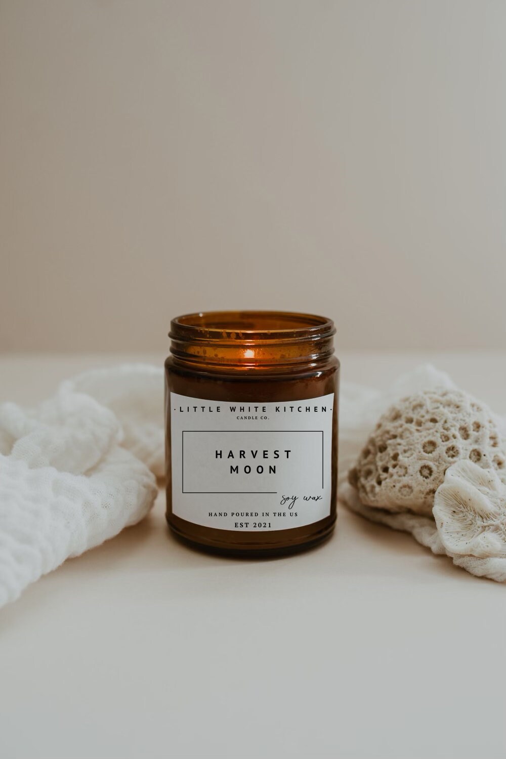 Harvest Moon Wooden Wick Soy Candle | Spiced Pumpkin, Vanilla