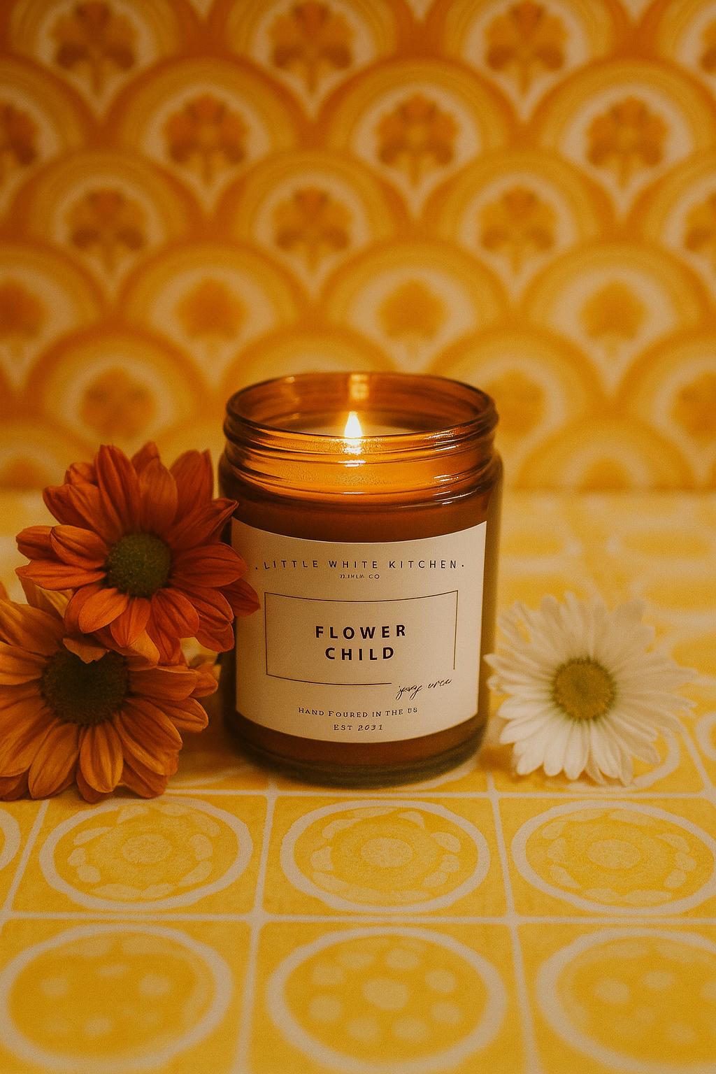 Patchouli Soy Candle | Flower Child Scent, Wooden Wick