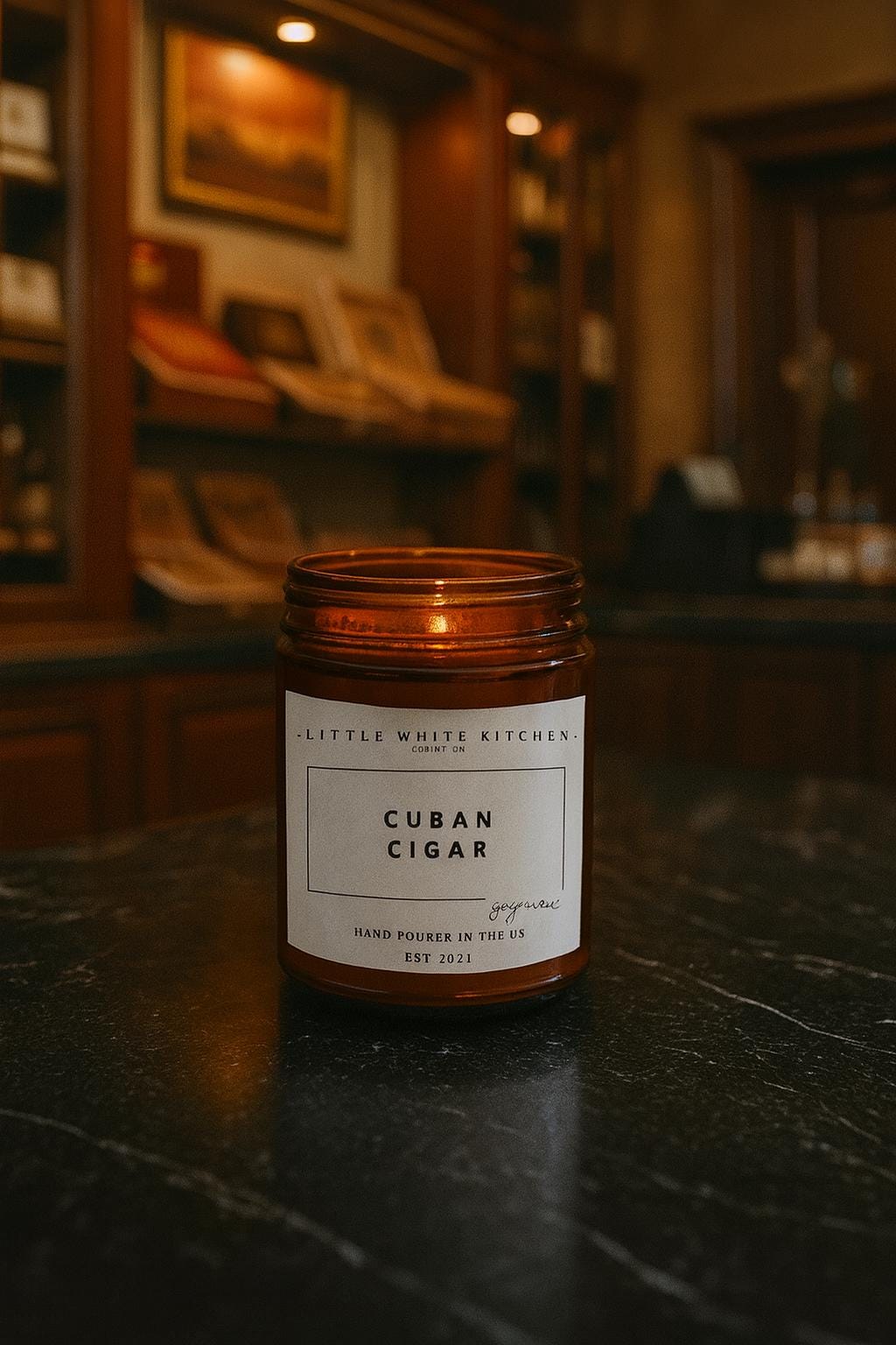 Cuban Cigar Soy Wax Candle | Amber Glass Jar | Best Soy Candle | Holiday Candle | Natural Candle |Best Candle | Gift | Wood Wick |Best Gift