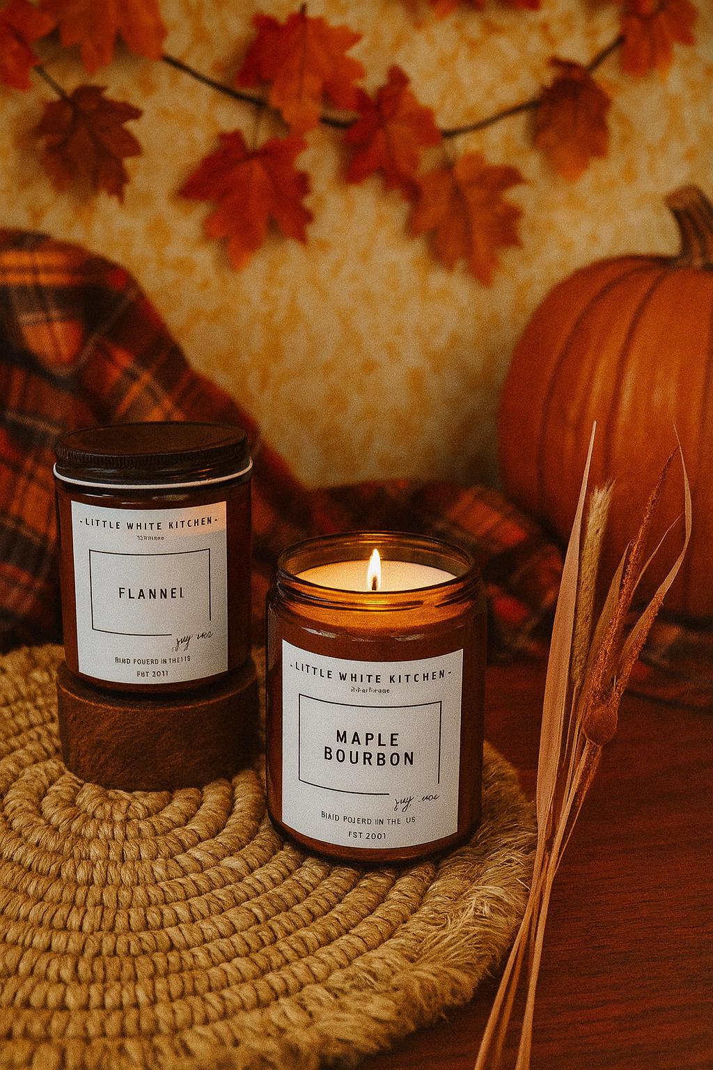 Flannel Scented Soy Candle, Wood Wick, Masculine Cologne